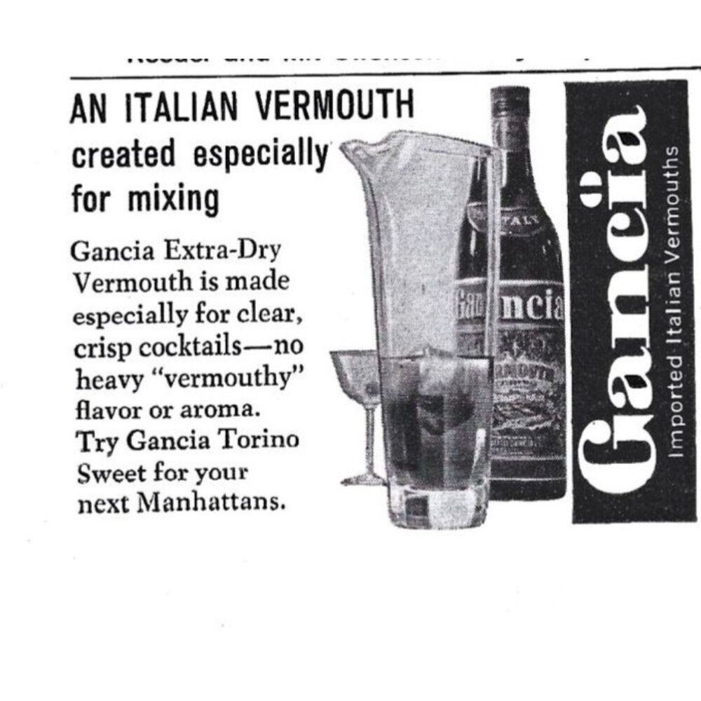 Cancia Italian Vermouth Manhattan Advertisement 1950s Vintage Print Ad